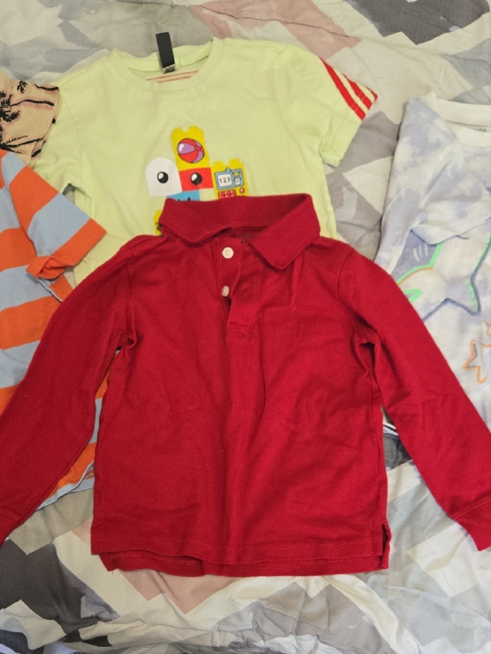 Children's Striped Orange & Light Blue T-Shirt - Picture 6 of 6